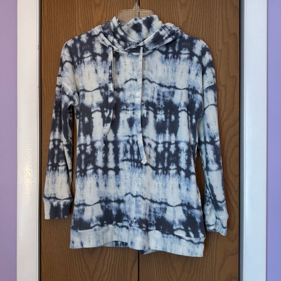 French Laundry Tops - Like New French Laundry Navy Blue Tie Dye Pullover Hooded Sweater Size Small
